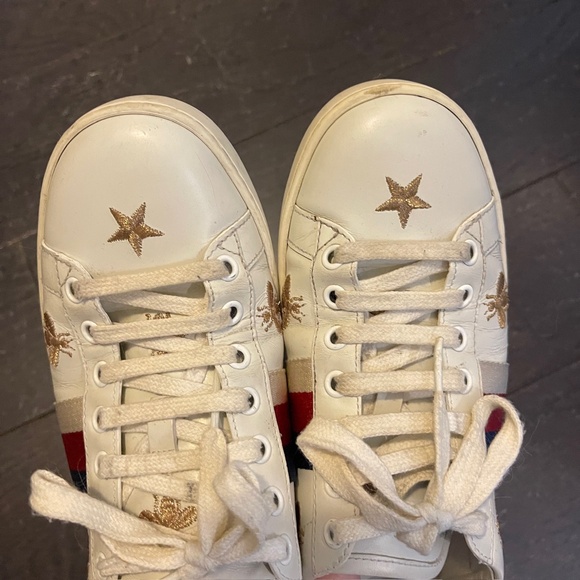 GUCCI Ace Bee Star White Leather shoe trainers Sneakers Ladies size 37 - Picture 10 of 10